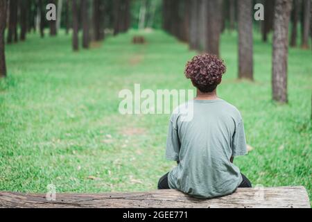 young boy he stay alone and so sad because lockdown Stock Photo