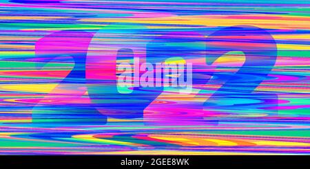 Bright multicolored 2022 glitch background with color noise effect. Vibrant vector graphic template Stock Vector