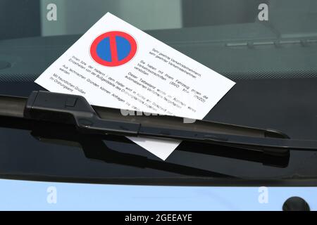 ticket for parking violation on a vehicle in Germany Stock Photo
