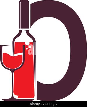 Letter O with wine bottle icon logo vector template Stock Vector