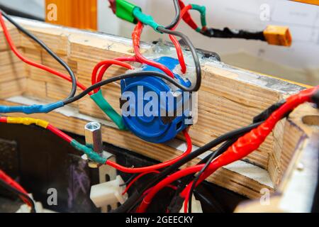 disassembled electric scooter pulled out battery Stock Photo