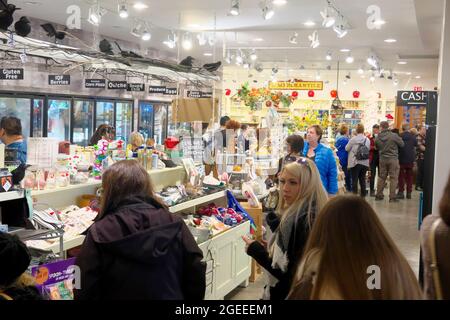 People shopping in a deli/gift shop, Langley, B. C., Canada. Stock Photo