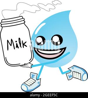 Drop water with milk bottle Stock Vector