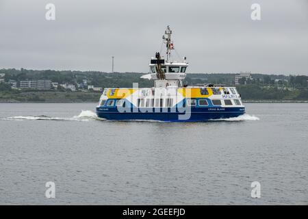 Halifax, Canada - 10 August 2021: Halifax Transit Ferry going from Dartmouth to Halifax Stock Photo
