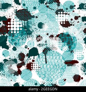 Abstract multicolored blots. Print for fabric . Seamless pattern. Vector illustration Stock Vector