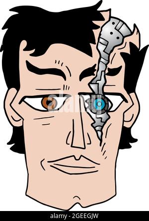 broken robot face Stock Vector