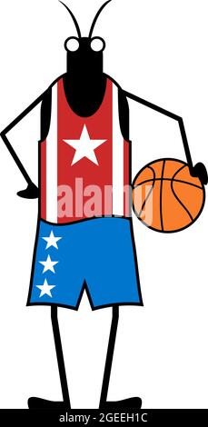 Creative basketball player insect Stock Vector