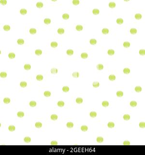 Light green polka dot seamless pattern, decorative texture of round circles in random order, simple repeat ornament Stock Photo