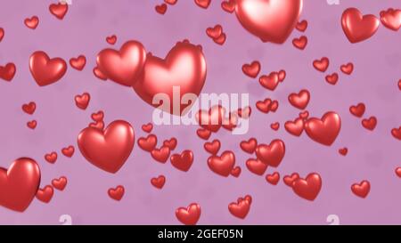 Illustration of the 3d red hearts floating in the air and showing the ...