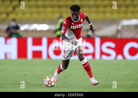 Monaco, Monaco, 17th August 2021. Aurelien Tchouameni of AS Monaco during the UEFA Champions League match at Stade Louis II, Monaco. Picture credit should read: Jonathan Moscrop / Sportimage Stock Photo