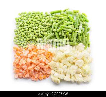Different frozen vegetables on white background Stock Photo