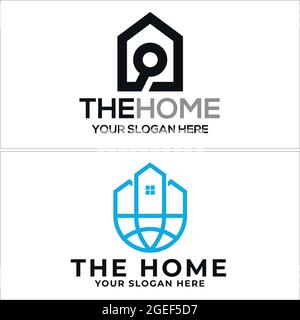 The icon globe home modern logo design Stock Vector
