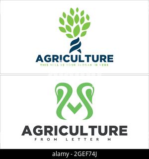 Agriculture seed growing farming logo design Stock Vector
