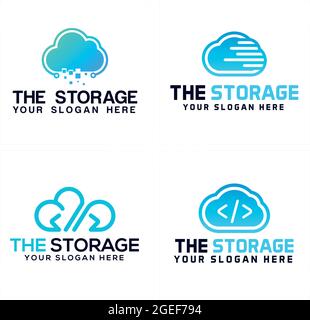 Digital cloud storage logo design Stock Vector