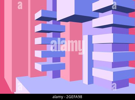Architecture background with abstract 3D cubes composition and clean minimalistic style Stock Vector
