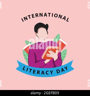 illustration flat style international literacy day. vector design Stock Vector