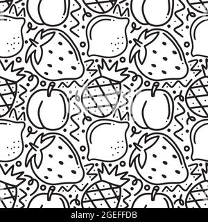 seamless doodles of juicy summer fruits Stock Vector