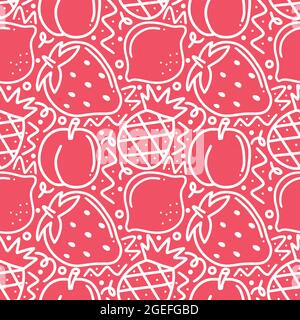 seamless doodles of juicy summer fruits Stock Vector