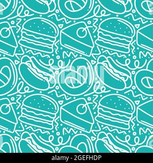 colorful seamless pattern fast food doodles Stock Vector Image & Art ...