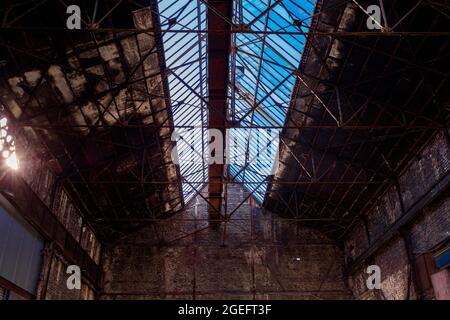 Herve, Belgium. Old and Abandoned industrial building in the Walloon District, example of the economic decline for decades inside the region. Stock Photo