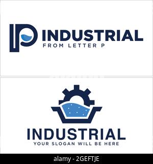 Industrial engineering factory mechanism logo design Stock Vector