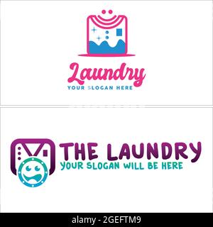 Washing machine laundry logo design Stock Vector