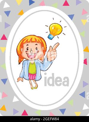 Vocabulary flashcard with word Idea illustration Stock Vector