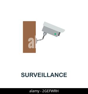 Surveillance flat icon. Colored sign from home security collection. Creative Surveillance icon illustration for web design, infographics and more Stock Vector
