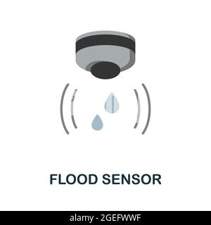 Flood Sensor flat icon. Colored sign from home security collection. Creative Flood Sensor icon illustration for web design, infographics and more Stock Vector