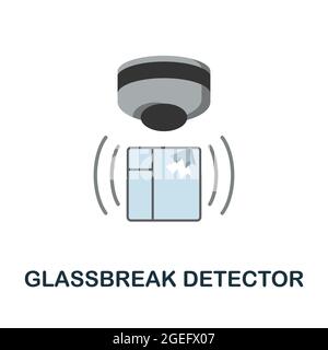 Glassbreak Detector flat icon. Colored sign from home security collection. Creative Glassbreak Detector icon illustration for web design, infographics Stock Vector