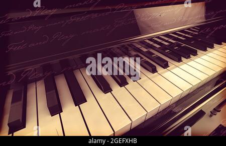 Retro style piano keys abstract 3d render Stock Photo