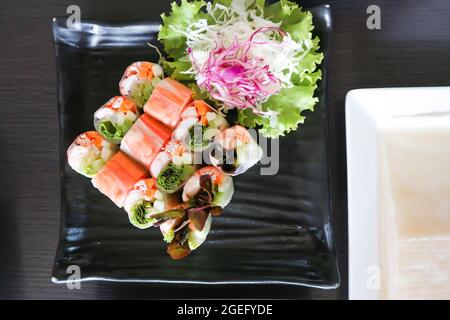 rolls or rice roll, fresh roll or vegetable roll Stock Photo