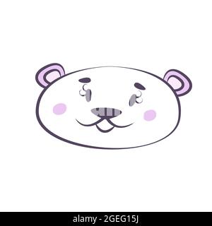 Cute cartoon bear face. Pastel flat illustration for nursery decor in Scandinavian style. Cool print for baby clothes, food packaging, toys, stickers. Stock Vector