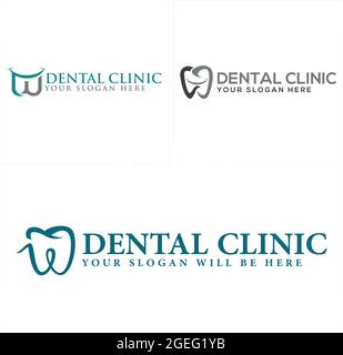 Dental clinic logo design with vector illustration tooth Stock Vector