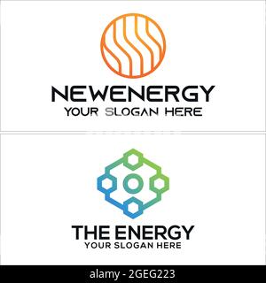 Energy manufacturer with circle wave and hexagon connected symbol logo design Stock Vector
