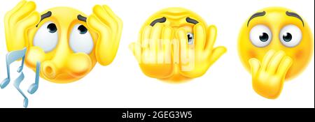 Hear See Speak No Evil Cartoon Emoticon Emojis Stock Vector