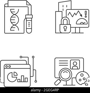 Sensitive data types linear icons set Stock Vector