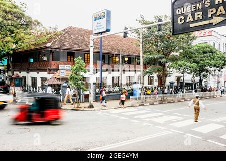 street view with busy traffic in Kandy city, Sri Lanka Stock Photo