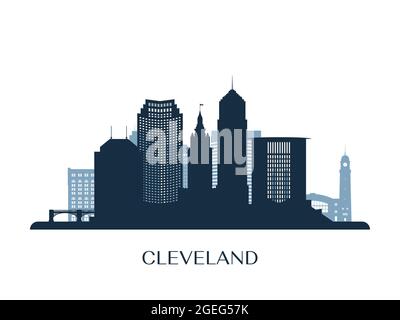 Cleveland skyline, monochrome silhouette. Vector illustration. Stock Vector