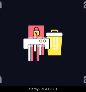 Sensitive information disposal RGB color icon for dark theme Stock Vector