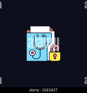 Protected health information RGB color icon for dark theme Stock Vector