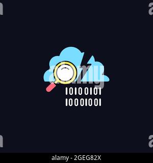 Data breach detection RGB color icon for dark theme Stock Vector