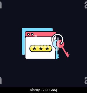 Password management RGB color icon for dark theme Stock Vector