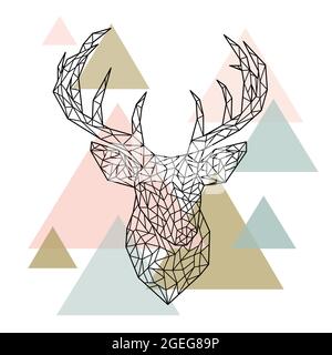 Polygonal head deer portrait. Scandinavian style. Vector illustration. Stock Vector
