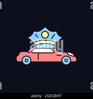 Chauffeur hire RGB color icon for dark theme Stock Vector