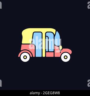Auto rickshaw RGB color icon for dark theme Stock Vector