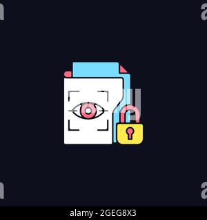 Protected biometric data RGB color icon for dark theme Stock Vector