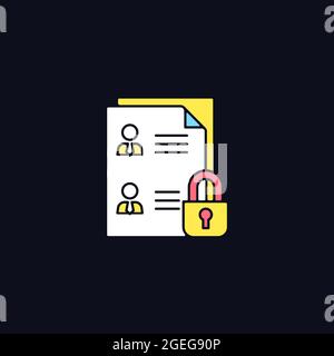 Employee data protection RGB color icon for dark theme Stock Vector
