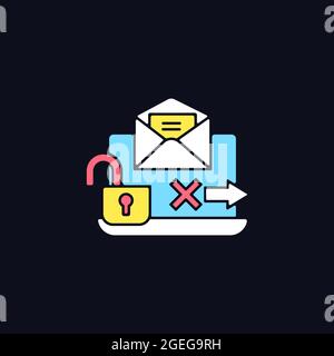 No transmission via email RGB color icon for dark theme Stock Vector