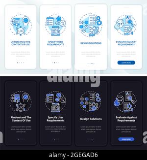 UCD process onboarding mobile app page screen Stock Vector